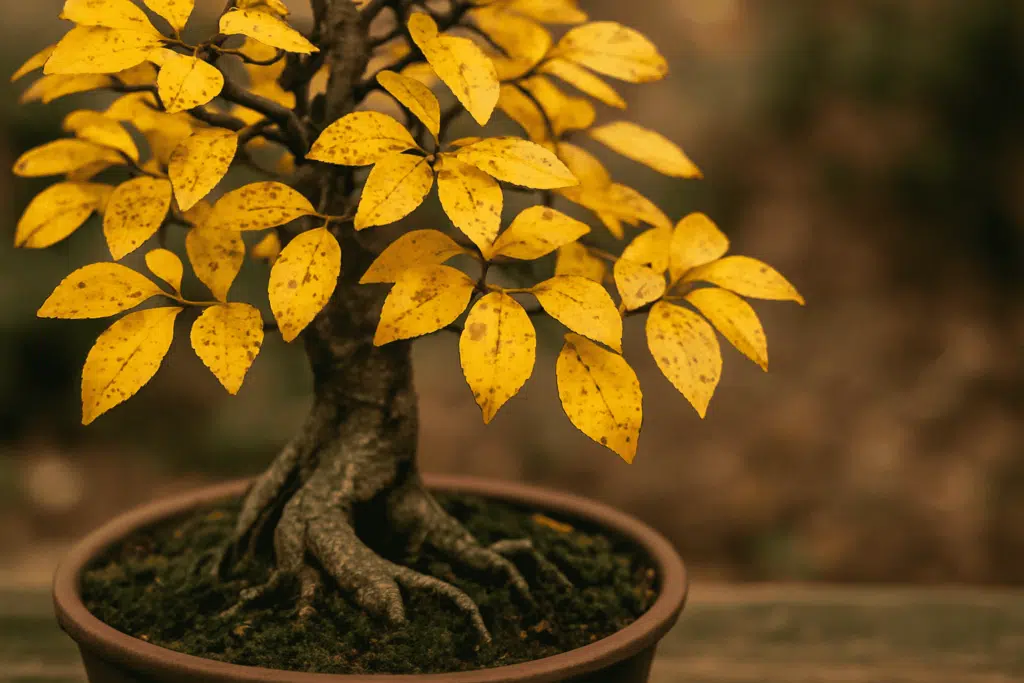 Folhas Amarelas no Bonsai